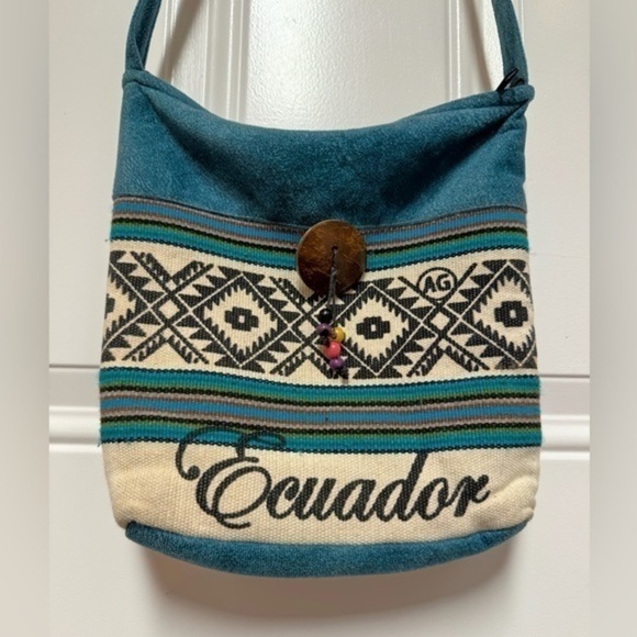 Ecuador Handbags - Beautiful Ecuador Turquoise Bead Printed Cross Body Bag